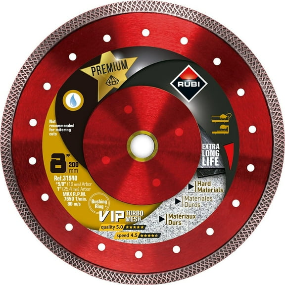 Rubi Tools Vip Turbo Mesh 8 Inch Premium Turbo Rim Diamond Blade For Hard Materials