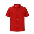 thumbnail image 3 of Zylanna Men's Turndown Collar Shirts, Button Down Solid Color Short Sleeve Summer Casual Cardigan Trouses for Men Red Size XL, 3 of 5
