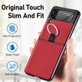 thumbnail image 3 of Dteck Case for Samsung Galaxy Z Flip 3 5G (2021),Shockproof PU Leather Hybrid PC Ring Holder Slim Protective Back Phone Case Cover,Red, 3 of 9