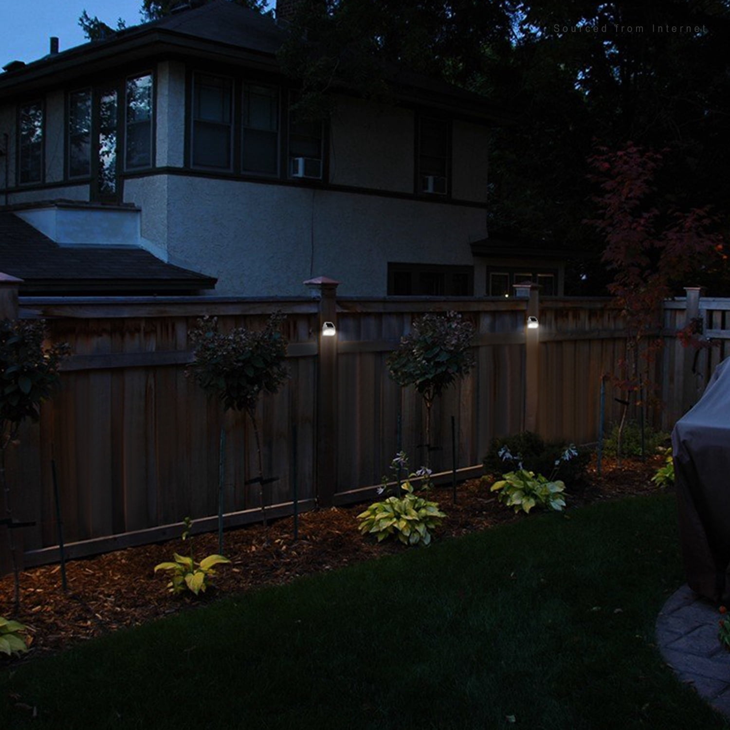 24 Pack Solar Deck Lights, Dusk-to-Dawn LED Fence Lights, White