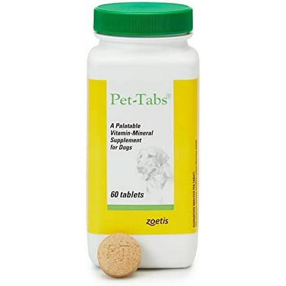 Pet-Tabs Multivitamin and Mineral Supplement for Dogs with Special Nutritional Needs, Chewable Tablet, 60 Count Bottle 60 Count