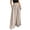 ☪393-Beige, variant on Women's Solid Pocket Elastic Waist Linen-Like Pocket Wide Leg Casual Long Pants - Relaxed Trousers for Office and Travel, Pants for Women