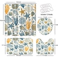 thumbnail image 3 of 4 Pcs Sea Bathroom Shower Curtain Sets with Rugs, Corals Starfish Bathroom Sets with Shower Curtain and Rugs, Blue White Bathroom Decor Sets with Mats and Towels, 3 of 7