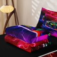 thumbnail image 6 of Manfei Sports Car Zipper Full Size Comforter Sets with Fitted Sheet and 2 Pillowcases,Multicolor Lightning Zipper Bedding Set,Black Reversible,4pcs, 6 of 8