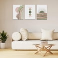 thumbnail image 3 of Sage Green & Pink Boho Wall Art Set of 3, Modern Mid Century Minimalist Wall Art - Geometric Line Leaf Sun Moon Wall Decor - Sun Phase Artwork Pictures - 12"X16", 3 of 6