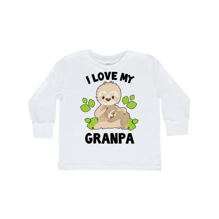 

Inktastic Cute Sloth I Love My Granpa with Green Leaves Gift Toddler Boy or Toddler Girl Long Sleeve T-Shirt