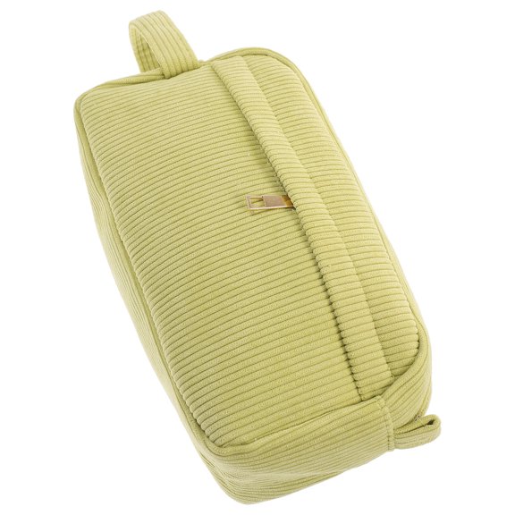 KAKOWELY Corduroy Travel Toiletry Bag in Green, Makeup Organizer with Multiple Spacious Compartments for Easy Storage