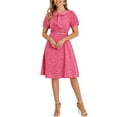 thumbnail image 1 of VESTIDO VINTAGE DE MUJER INSPIRE CHIC CON ESTAMPADO FLORAL Y CUELLO PETER PAN, A LA ALTURA DE LA RODILLA, TALLA XL, ROSA FUERTE, 1 of 5