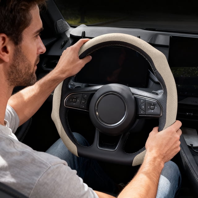 WIFKLSIIPG Perforated Breathable Steering Wheel Cover Grip Enhanced Driving Comfort Universal Fit