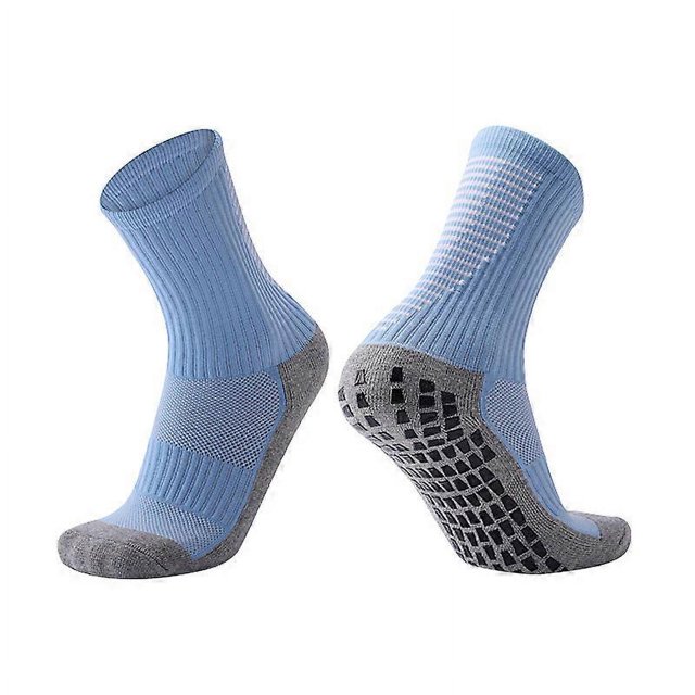 KAIYANG Calcetines de entrenamiento con almohadillas de goma antideslizantes para fútbol para adultos (azul cielo), 2 pares