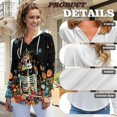 thumbnail image 6 of DISNIMO Skull Floral Printed Sweatshirts for Women Long Sleeve Hoodies Waffle Pullover Tops Trendy Shirts for Women, XL, 6 of 7