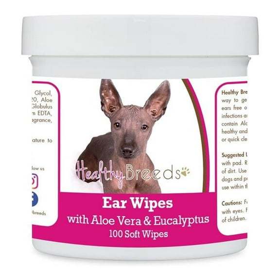 Healthy Breeds 192959825008 Xoloitzcuintli Ear Cleaning Wipes with Aloe & Eucalyptus for Dogs - 100 Count