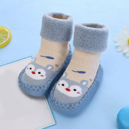 

TOWED22 Toddler Warm Shoes Autumn And Winter Cute Children Toddler Shoes Blat Bottom Non Slip Socks Shoes Warm And Comfortable Blue