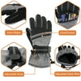 thumbnail image 4 of SUN CUBE Ski Gloves Men Women | Waterproof Breathable Snow Gloves | Windproof Winter Outdoor Snowboard Snowmobile Hiking | Warm Thermal Insulation 3M Thinsulate Zipper Pocket (Heather Gray, X-Large), 4 of 7