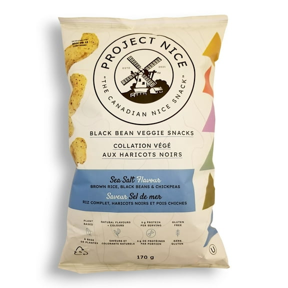 Project Nice Black Bean Veggie Snacks, Sea Salt Flavor, 170g/6 oz.