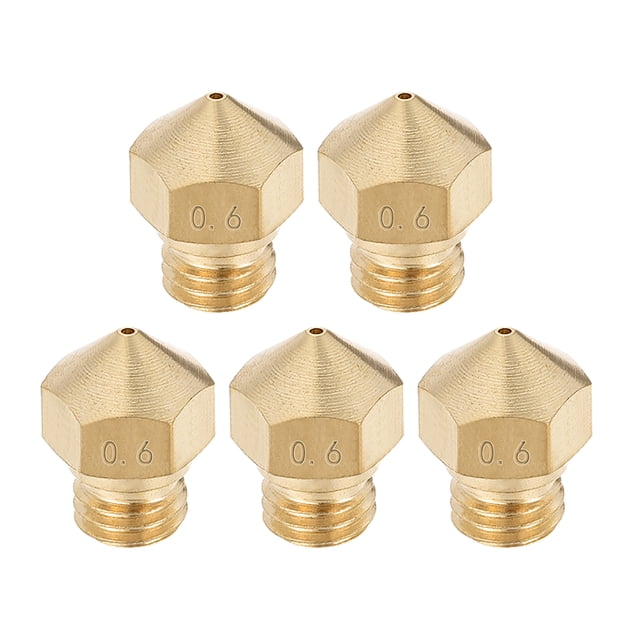 Boquilla de impresora 3D de 0.6mm, adecuada para cabezal de extrusión MK10, para filamento de 1.75mm, latón, 5 piezas
