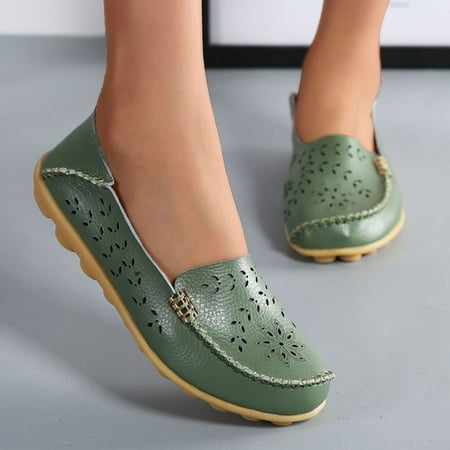 

Daznico Loafers for Women Women s Summer Leather Hollow Casual Shoes A On Breathable Small Shoes Walking Shoes Women(Color:AG Size:8)