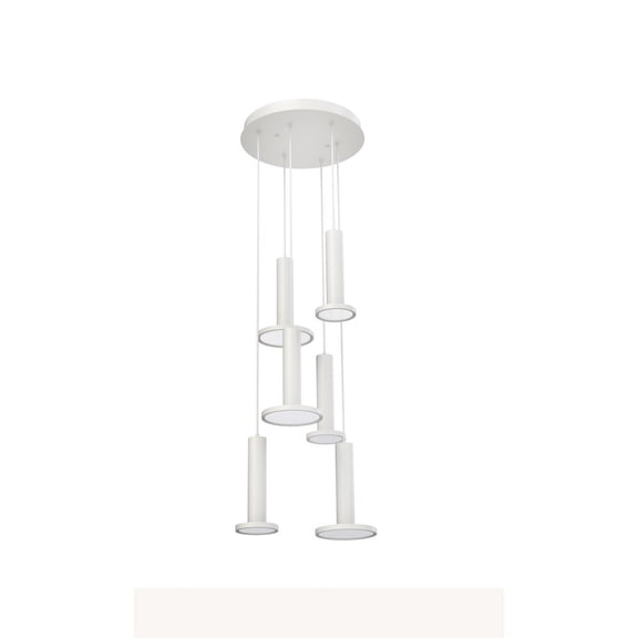 LNAP99L30D1WHRND6 AFX Luna - 486W 6 LED Mixed Hextuple Pendant In Modern Style-12.38 Inches Tall and 18 Inches Wide-White Finish