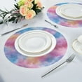 thumbnail image 4 of 15.4" Round Placemat Set of 6 Polyester Fabric Place Mats Non-Slip Dining Kitchen Table Mats for Kitchen Party Decor Watercolor Powder Blue Pattern, 4 of 5