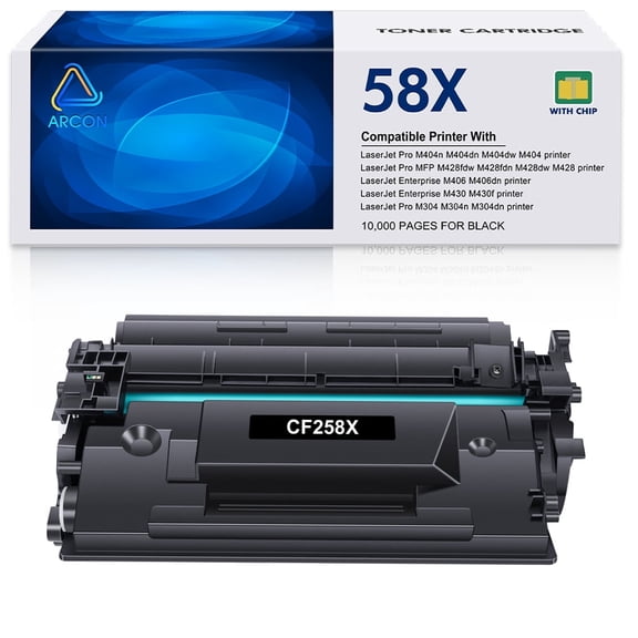 58A 58X Toner Cartridge 58A 58X CF258A CF258X M404n M428fdw M406dn Laserjet Pro M404 MFP M428 M304 Enterprise M406 M430 Printer Ink (Black, 1-Pack)