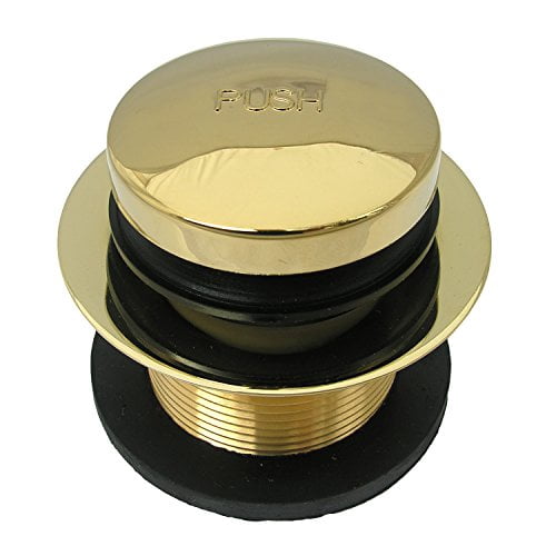 LASCO 034809PB Brass Bathtub Drain Strainer with Tip Toe Style Stopper, Polished Brass