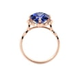 thumbnail image 4 of 14K Rose Gold 1.25 ctw Lab Created Blue Sapphire Ring with Diamonds Flower Leaves Halo, 4 of 7