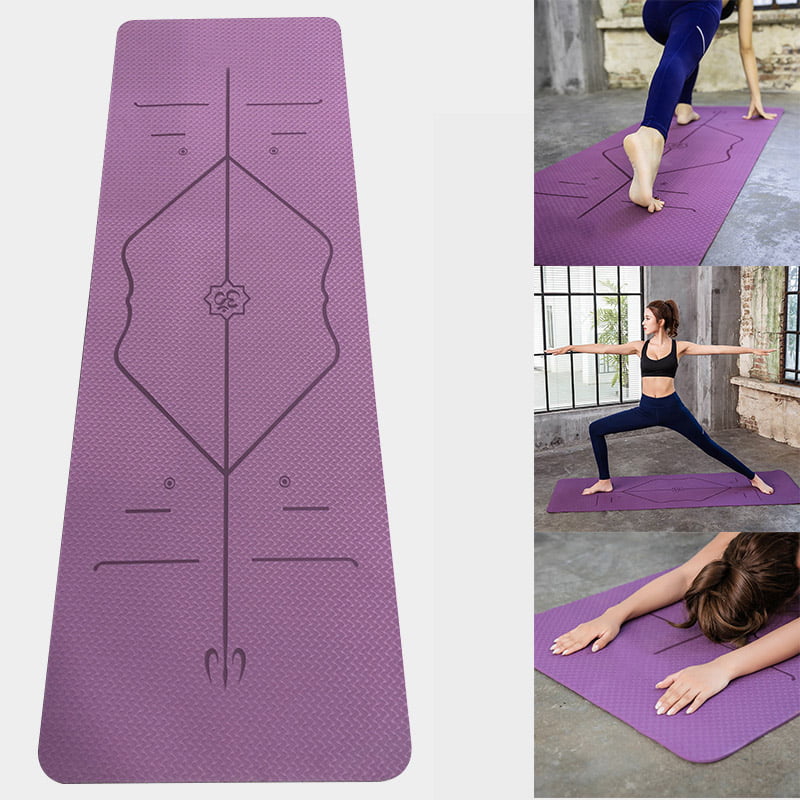 Yoga Mat Tpe Body Position Line Non-slip Tasteless Fitness Pilates Carpet 