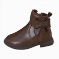thumbnail image 3 of KPOPLK Girls Kids Lug Sole Ankle Boots Side Zip Chunky Low Heel Slip On Winter Casual Booties Shoes(3.5,Coffee), 3 of 7