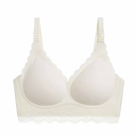

Hinvhai Women s Sexy Ultra-thin Lace Bra without Steel Ring Breast Upward Opening Feeding Bra On Clearance White XL(XL)