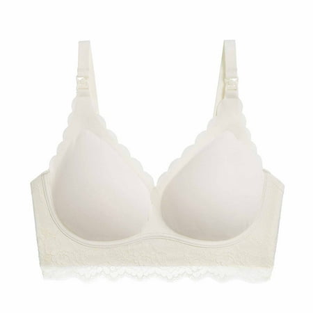 

Hinvhai Women s Sexy Ultra-thin Lace Bra without Steel Ring Breast Upward Opening Feeding Bra On Clearance White XL(XL)