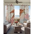 thumbnail image 2 of Brown Turtle Coastal Blackout Curtains for Bedroom/Living Room, Thermal Insulated Kitchen Curtains, Summer Beach Nautical Coral Shells Starfish Grommet Darkening Window Treatment Drapes 52"x63"x2, 2 of 8
