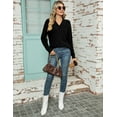thumbnail image 6 of ZHENWEI Women Long Sleeve V Neck Pullover Collar Knitted Sweaters, 6 of 6