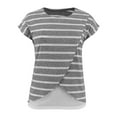 thumbnail image 4 of IROINNID On Sale Nursing Tops for Women Solid Color Stripe Print Short Sleeve Maternity Breastfeeding Clothe Top,White, 4 of 6