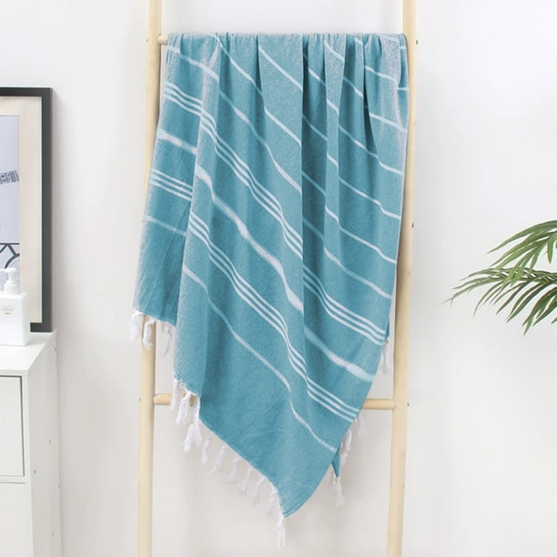 Fiudx Toalla de Playa Turca, Toalla de Baño de Poliéster y Algodón con Flecos, Tamaño Extragrande (90 X 180 Cm), Material Absorbente, Uso Multifuncional, Ideal para Viajes y Playa.