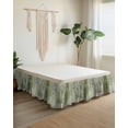 thumbnail image 2 of Sage Green Wrap Around Bed Skirts for California King Bed 16" Drop,Bed Skirt with Adjustable Elastic Belt Dust Ruffle Bed Valance Retro Oil Painting Modern Abstract Art Aesthetics Bed Frame Cover, 2 of 7