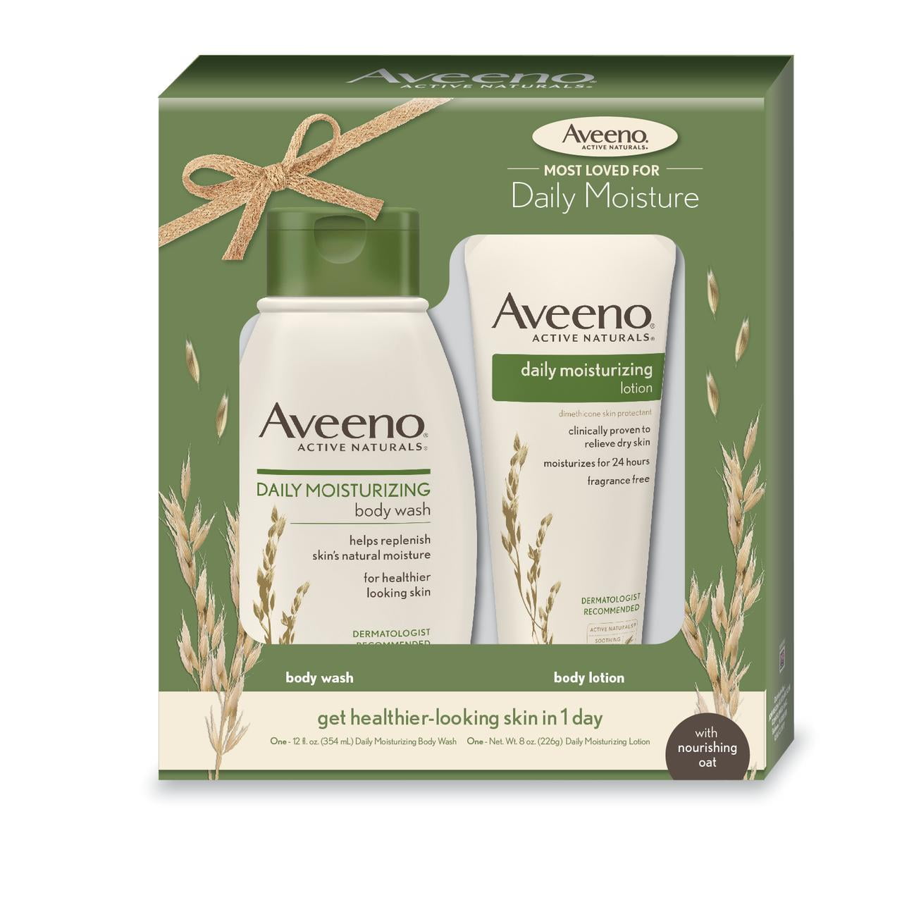 Aveeno Daily Moisturizing Dry Skin Set, Body Wash & Lotion, Set of 2