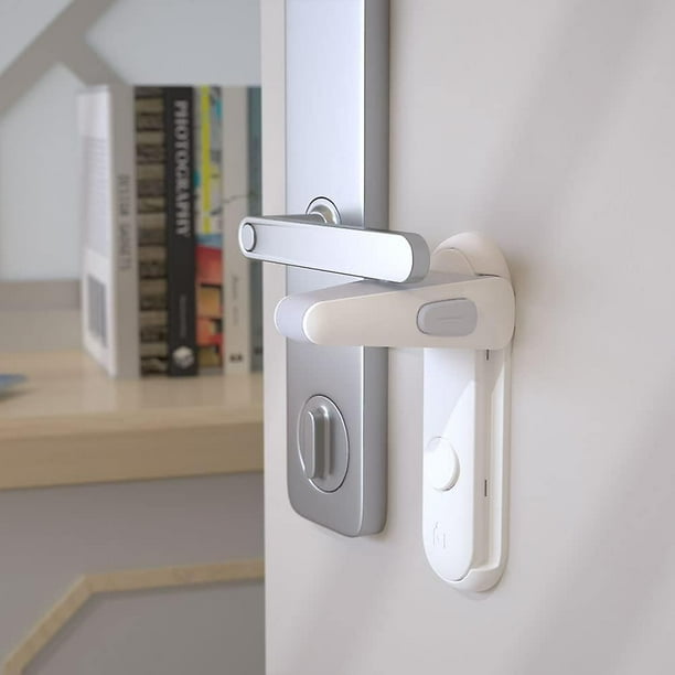 (White) 2 Pcs Door Lever Locks for Childproof & Petproof, Door Handle Locks for Toddlers, Baby Safety Locks for Toddlers