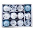 thumbnail image 1 of Yuarrent Bola colgante de plástico para árbol de Navidad, 12 piezas, extraíble, 12 patrones, adorno para oficina, centro comercial, festival, Kits de decoración para fiestas Azul Yuarrent HA008097-05, 1 of 6