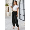 thumbnail image 2 of Women's Black Smocked High Waist Jogger Pants, 2 of 12