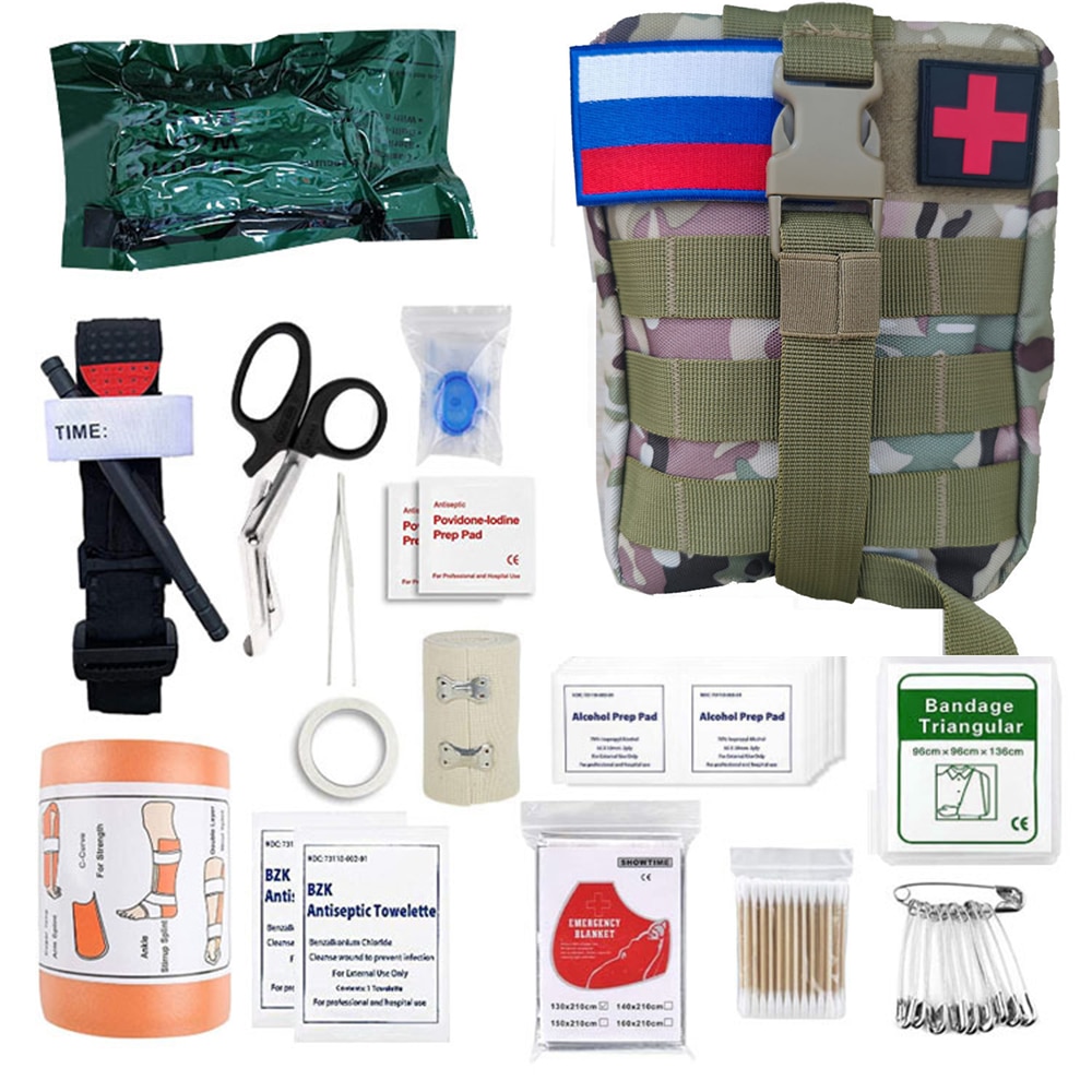 46 Pcs Survival First Aid Kit Molle Outdoor Gear Emergency Kits Trauma Bag For Camping Disaster