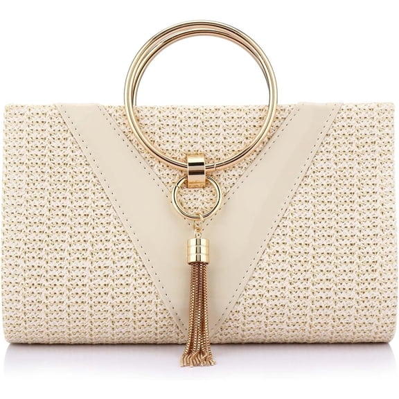 Women Straw Bag Evening Clutch Purse Elegant Handbags Formal Party Clutches Purses for Wedding/Prom/