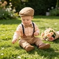 thumbnail image 5 of Lovzfmll 4-Piece Boy's Set, Polka Dot Bodysuit & Bib Pants & Hat & Bow Tie, Formal Wear for Toddler, 6-12 Months, 5 of 6