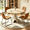 Natural Oak-Brown(B), variant on 43.32'' Round Dining Table Set for 4,5-Piece Modern Wood Kitchen Table Set for Kitchen Dining Room