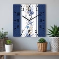 thumbnail image 6 of Coastal Navy Wooden Wall Clock Silent Non Ticking, Blue Starfish Coral Nautical Striped Square Wall Clocks Battery Operated, Decor Clock for Home Office, Living Room, Kitchen, 12 Inch, 6 of 9