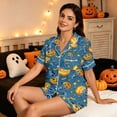 thumbnail image 4 of DHFJKG Satin Pajamas For Women Set Halloween Sleepwear Short Sleeve Button Down 2 Piece Loungewear Set, 4 of 6