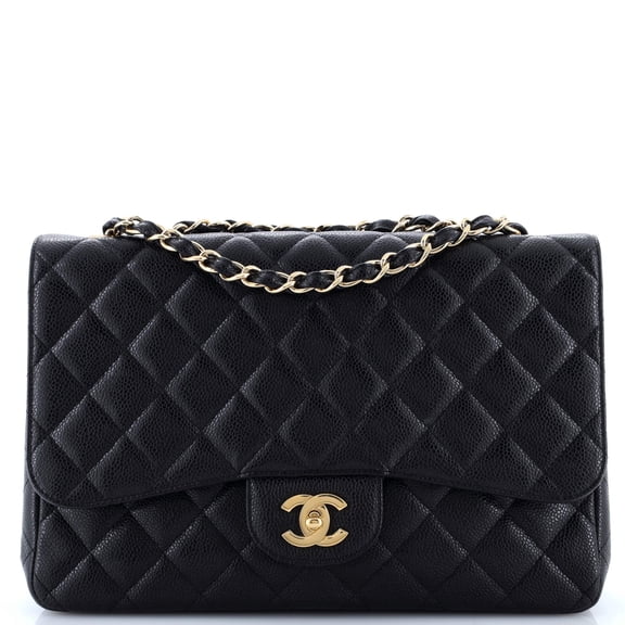 Pre-Owned Classic Single Flap Bag Quilted Caviar Jumbo By Rebag