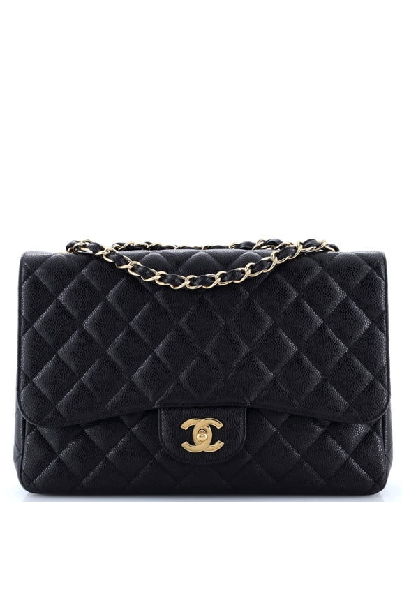 Pre-Owned Classic Single Flap Bag Quilted Caviar Jumbo By Rebag