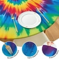 thumbnail image 4 of Colorful Rainbow Tie Dye Spiral Pattern Round Fitted Tablecloth with Elastic Edge,Dining Table Cover Waterproof,Outdoor Round Tablecloth for Camping,Dining,Indoor and Outdoor, 4 of 7