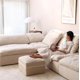 thumbnail image 3 of Modern Home Living Room Sofa Set Furniture White Linen Feather Cream Beige Fabric l Shaped Corner Modular Couches Sectional Sofa My Lux Decor Round, 3 of 6