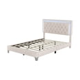 thumbnail image 4 of Harper & Bright Designs Velvet Upholstered LED Platform Bed, Full Size Modern Platform Bed Frame with LED Lights and Tufted Headboard, Beige, 4 of 9
